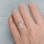 1.0 CT Oval Cut Halo Moissanite Diamond Engagement Ring