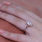 1.50CT Pear Cut Moissanite Halo Bridal Ring Set