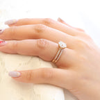 2.0CT Oval Moissanite Pave Bridal Ring Set