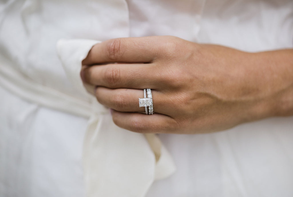 2.0 CT Radiant Cut Moissanite Hidden Halo Engagement Ring