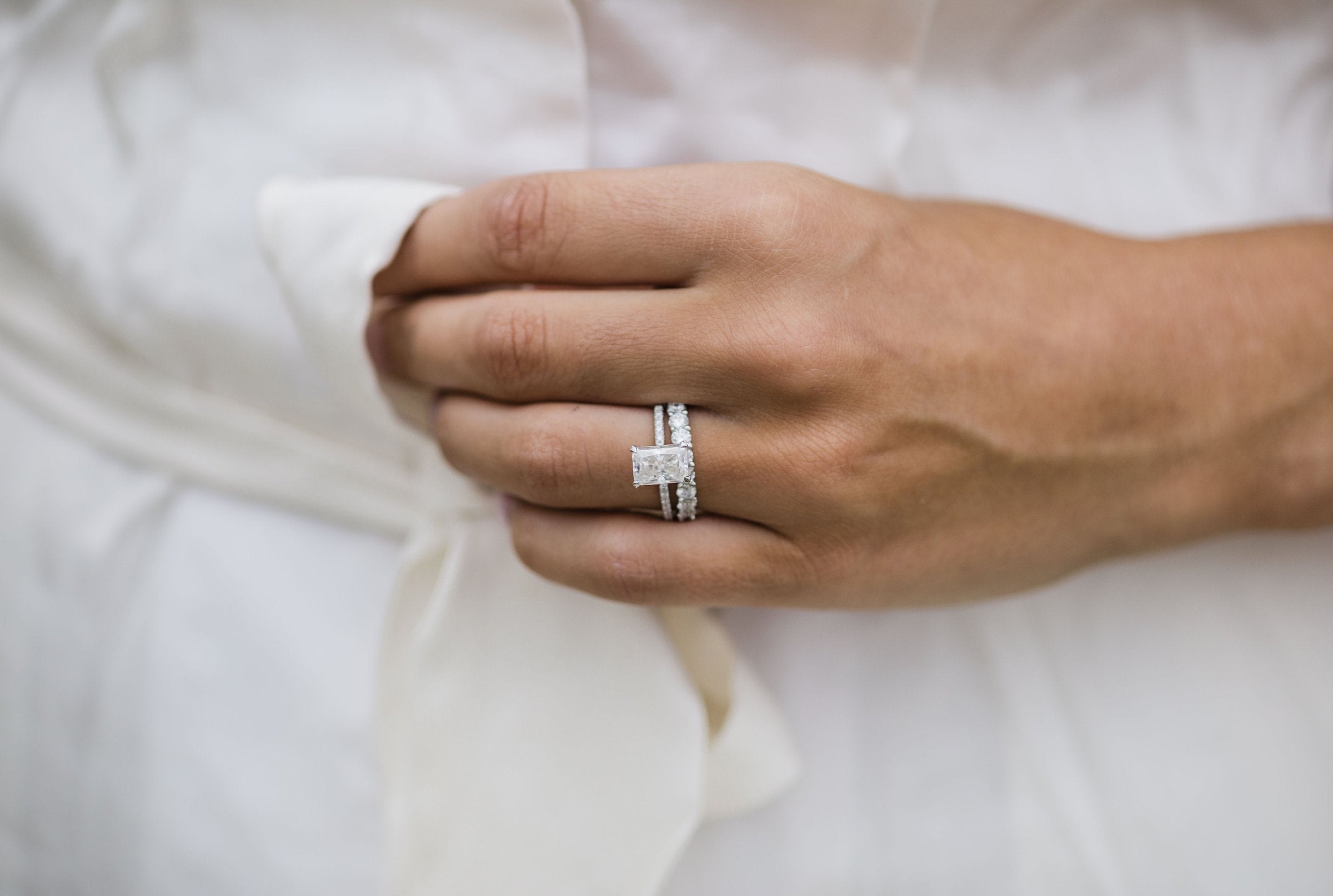 2.0 CT Radiant Cut Moissanite Hidden Halo Engagement Ring