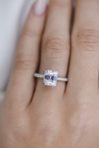2.30 CT Emerald Moissanite Hidden Halo Setting Engagement Ring