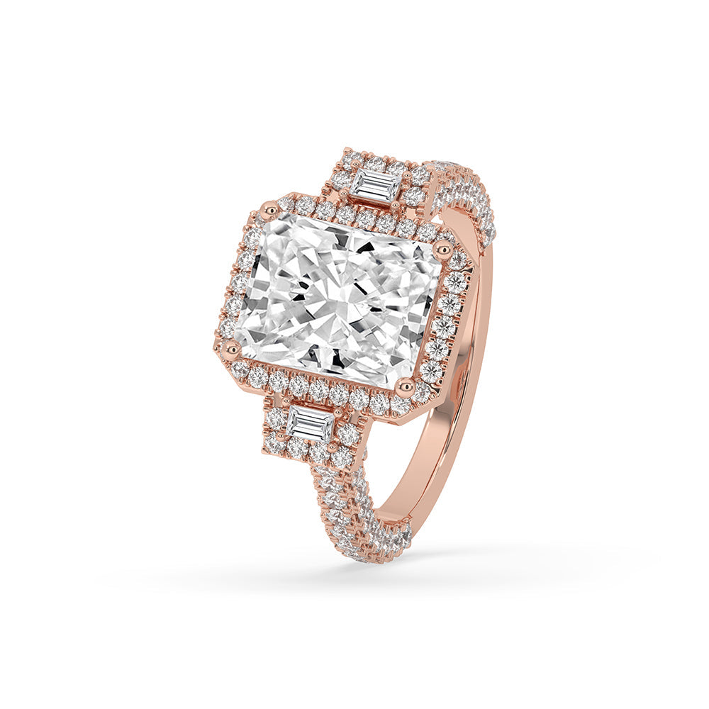 Radiant Cut Ring In 3 Side Pave Setting Secondary image