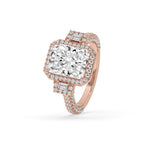 Radiant Cut Ring In 3 Side Pave Setting