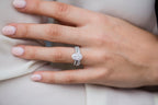 3.0 CT Oval Cut Moissanite Hidden Halo & Pave Engagement Ring