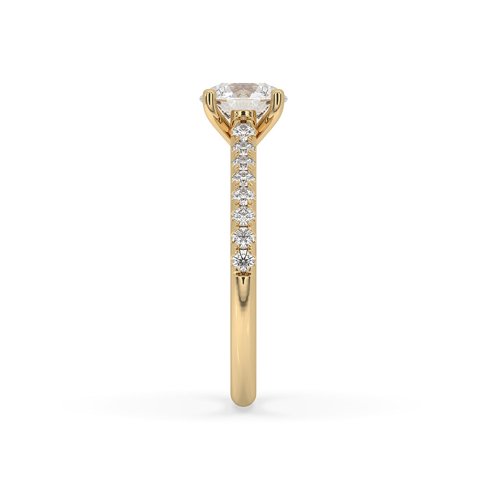 Round Diamond Pave Band Engagement Ring