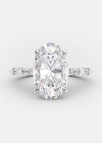 3.0 CT Oval Moissanite Solitaire Pave Setting Engagement Ring
