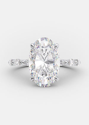 3.0 CT Oval Moissanite Solitaire Pave Setting Engagement Ring