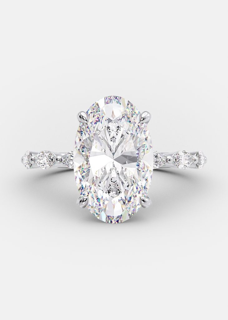 3.0 CT Oval Moissanite Solitaire Pave Setting Engagement Ring