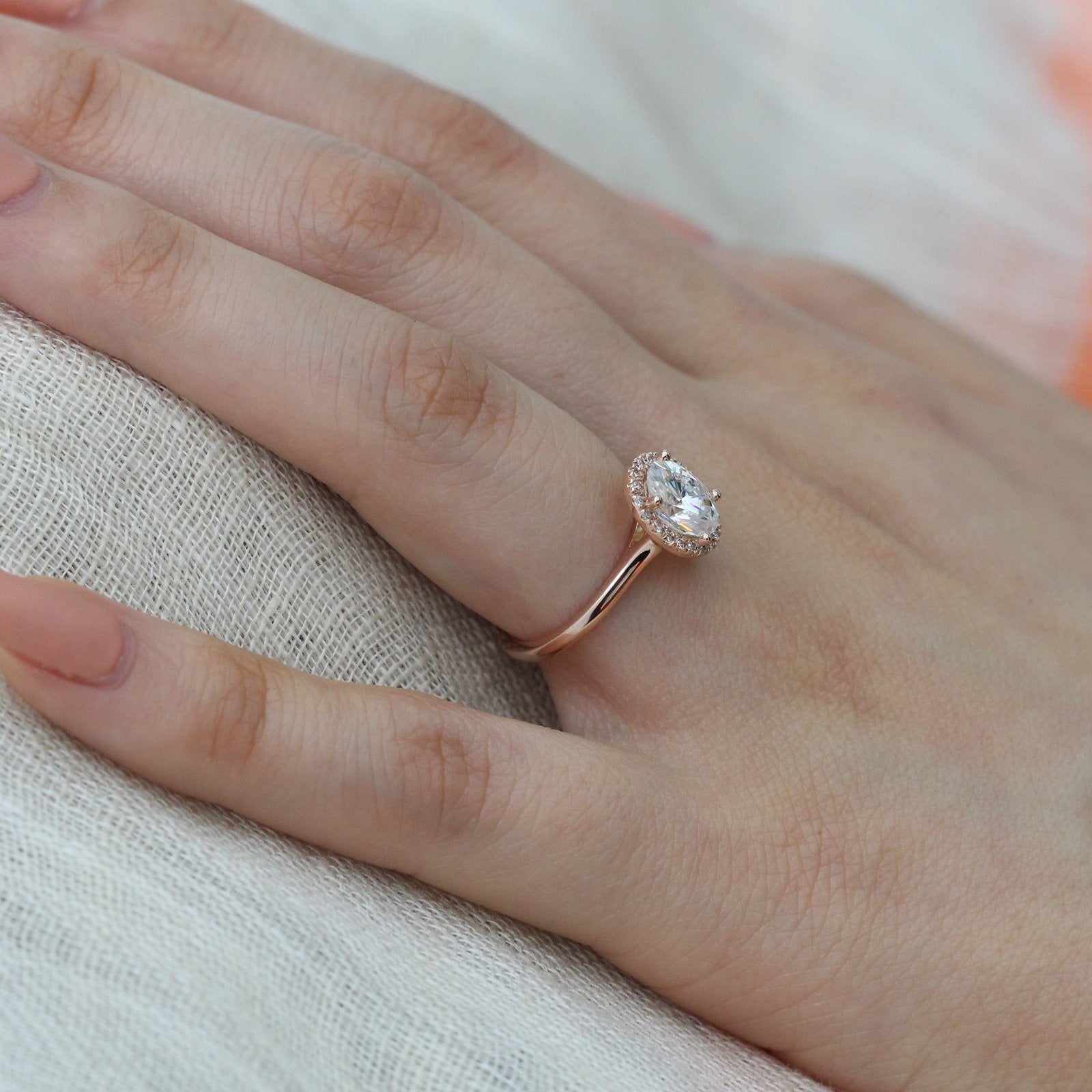 1.50 CT Oval Cut Halo Style Moissanite Engagement Ring