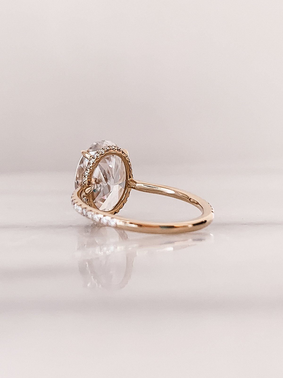 2.80 CT Oval Moissanite Hidden Halo Pave Setting Engagement Ring