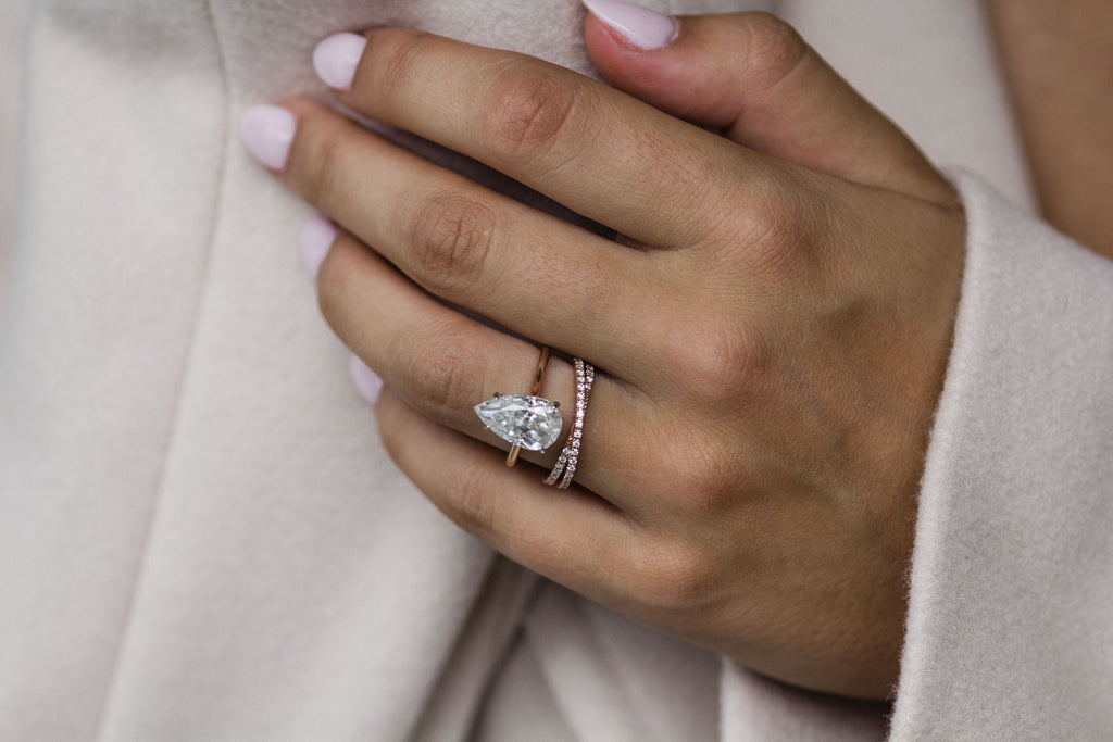 4.50 CT Pear Cut Moissanite Solitaire Engagement Ring