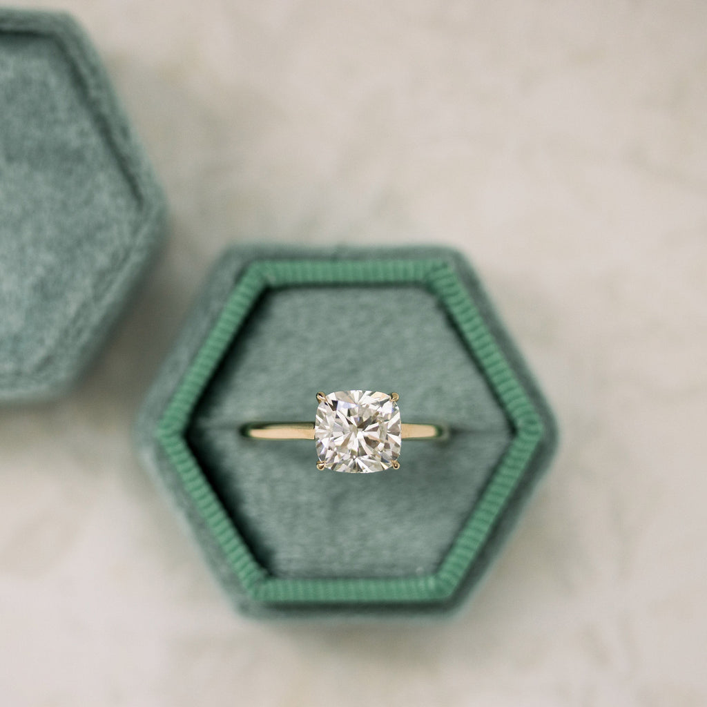 2.25 CT Cushion Moissanite Solitaire Engagement Ring
