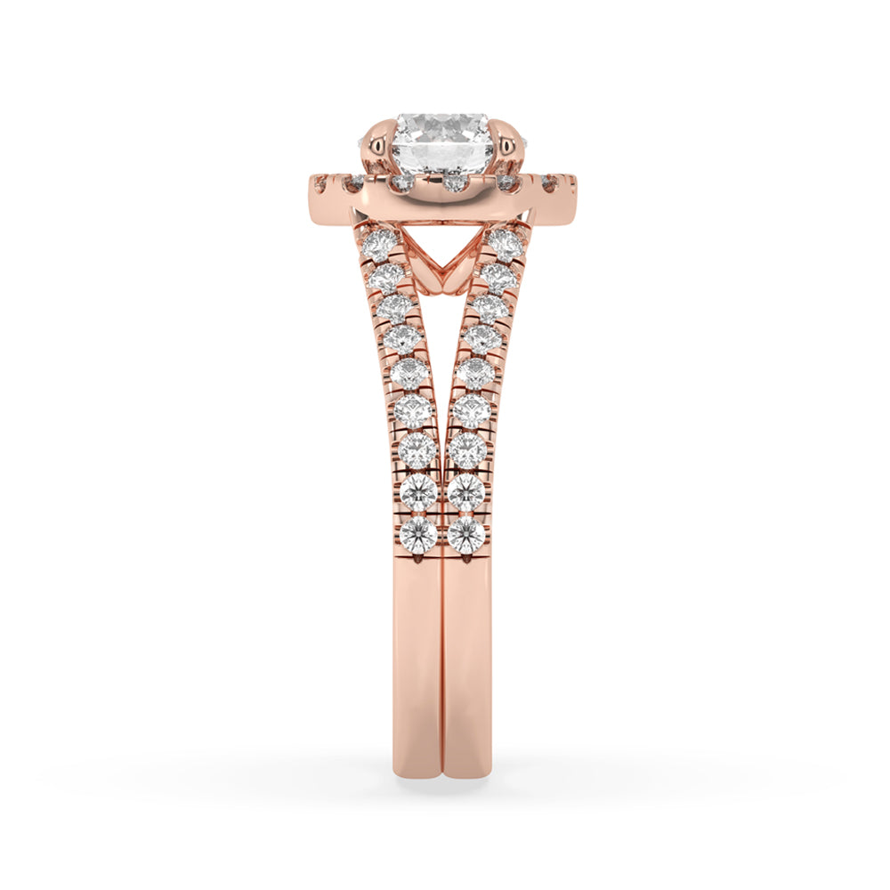 Halo Diamond Engagement Ring in Romantic Rose Gold