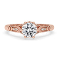 Vintage Rose Gold Milgrain Engagement Ring