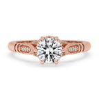 Vintage Rose Gold Milgrain Engagement Ring