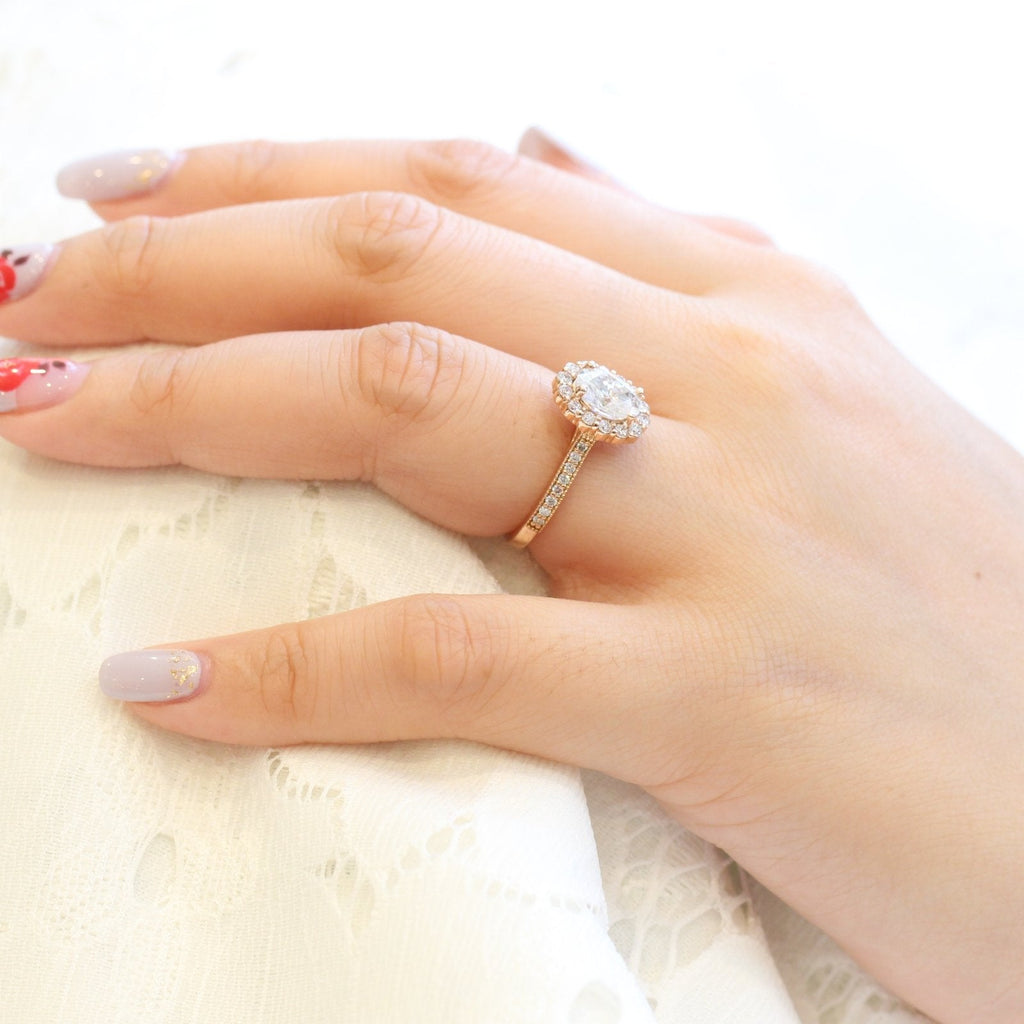 1.50 CT Oval Cut Moissanite Halo Style Engagement Ring