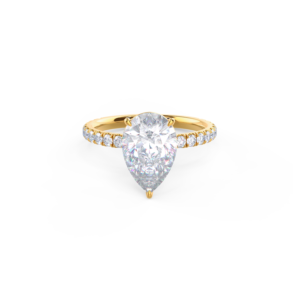2.25 CT Pear Moissanite Hidden Halo Pave Setting Engagement Ring