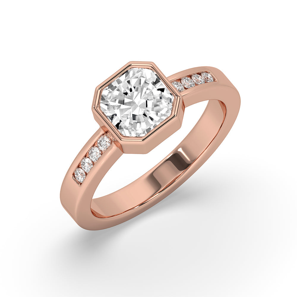 Radiant Cut Diamond Ring In Bezel Setting