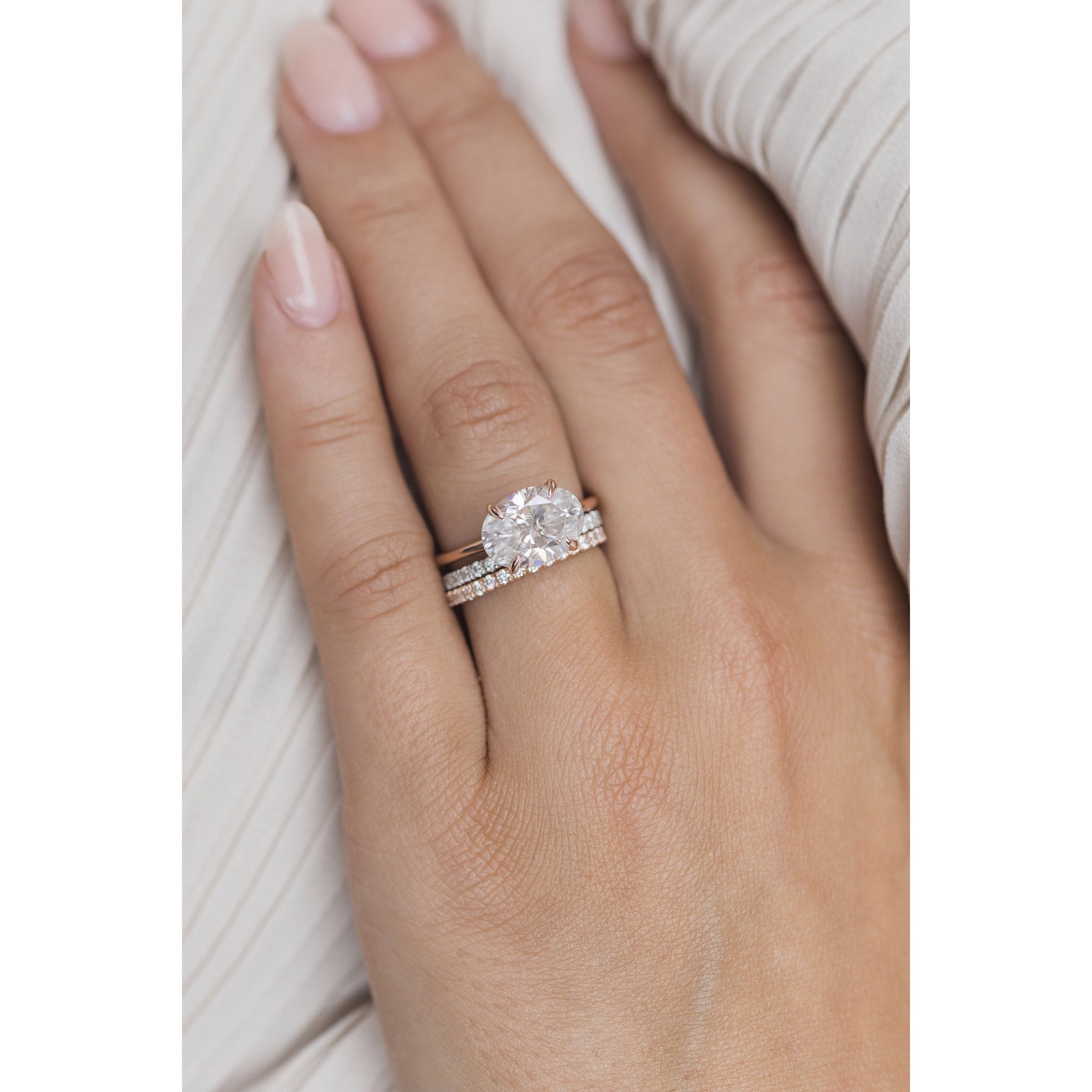 3.50 CT East-West Oval Cut Moissanite Solitaire Engagement Ring