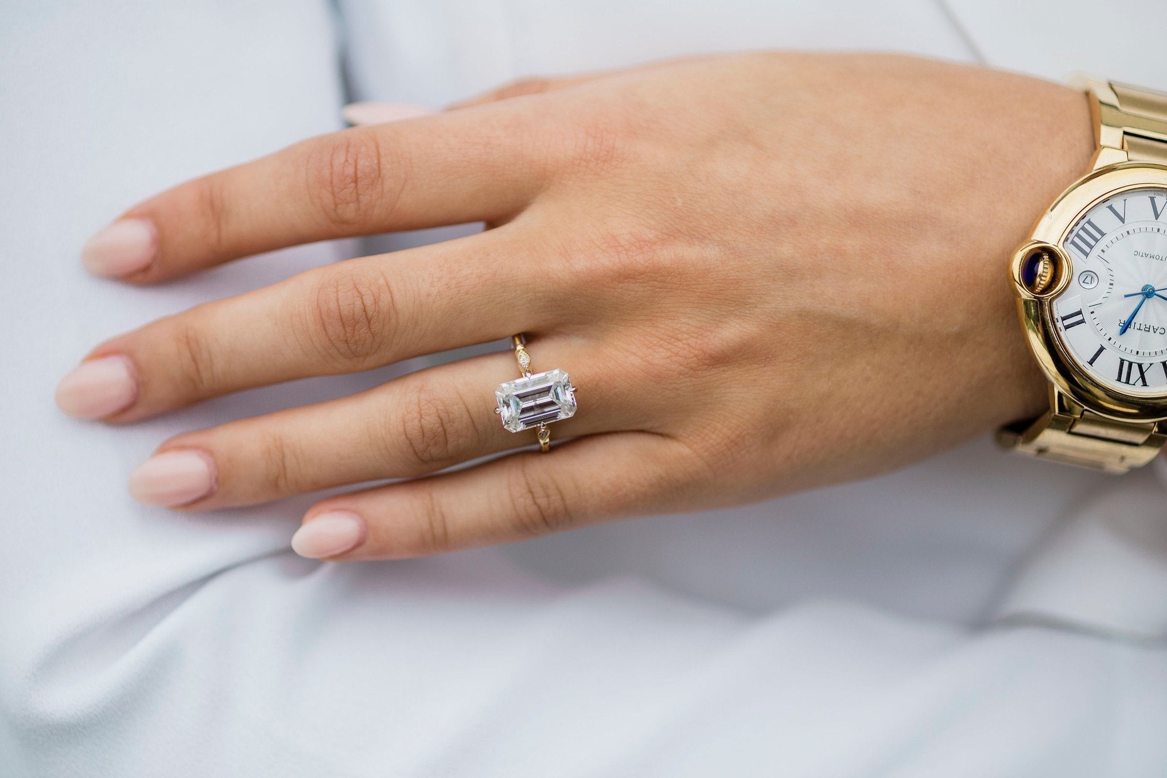 4.10 CT Emerald Cut Moissanite Solitaire Engagement Ring