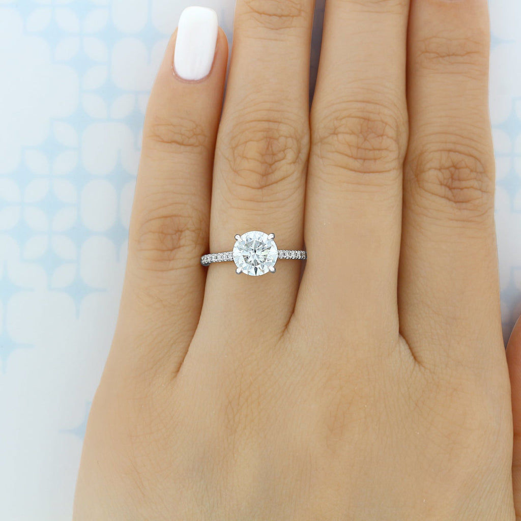 1.5CT Round Cut Hidden Halo Moissanite Engagement Ring