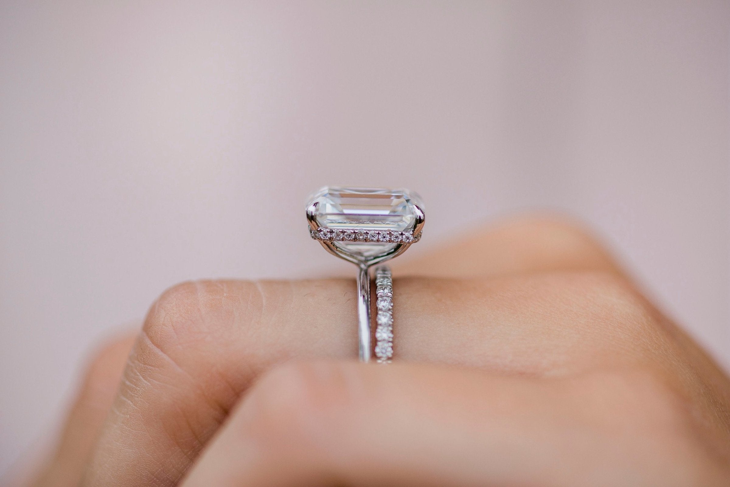 5.50 CT Emerald Moissanite Hidden Halo Setting Engagement Ring