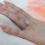 1.50CT Pear Cut Moissanite Halo Bridal Ring Set