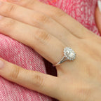 1.50 CT Oval Cut Moissanite Halo Split Shank Style Engagement Ring