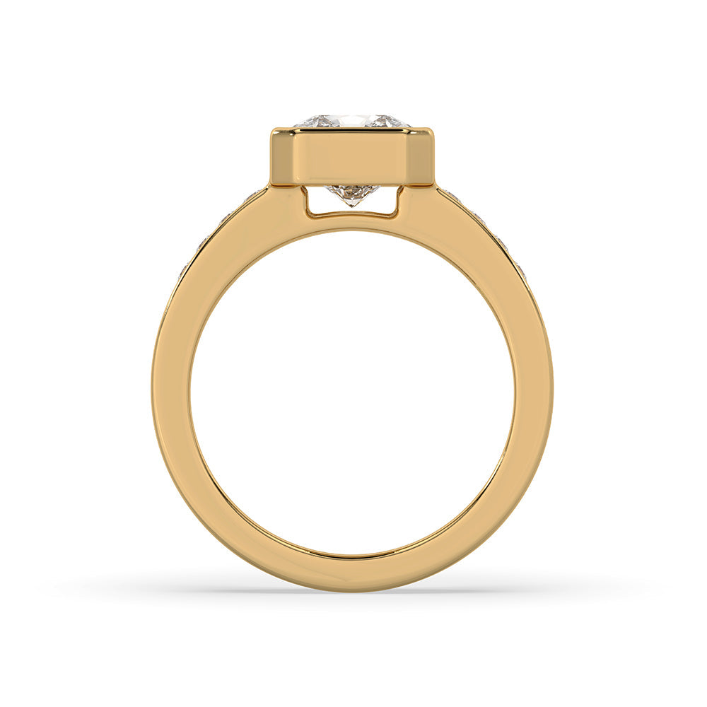 Radiant Cut Diamond Engagement Ring In Bezel Setting