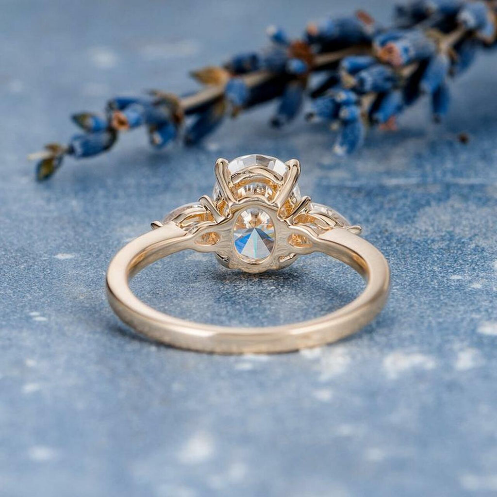 1.50 CT Oval Cut Three Stone Moissanite Engagement Ring