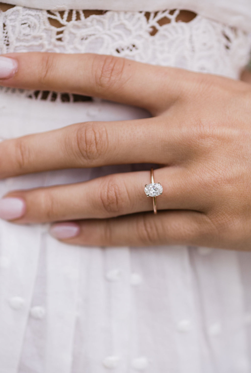 1.33 CT Oval Cut Hidden Halo Moissanite Engagement Ring