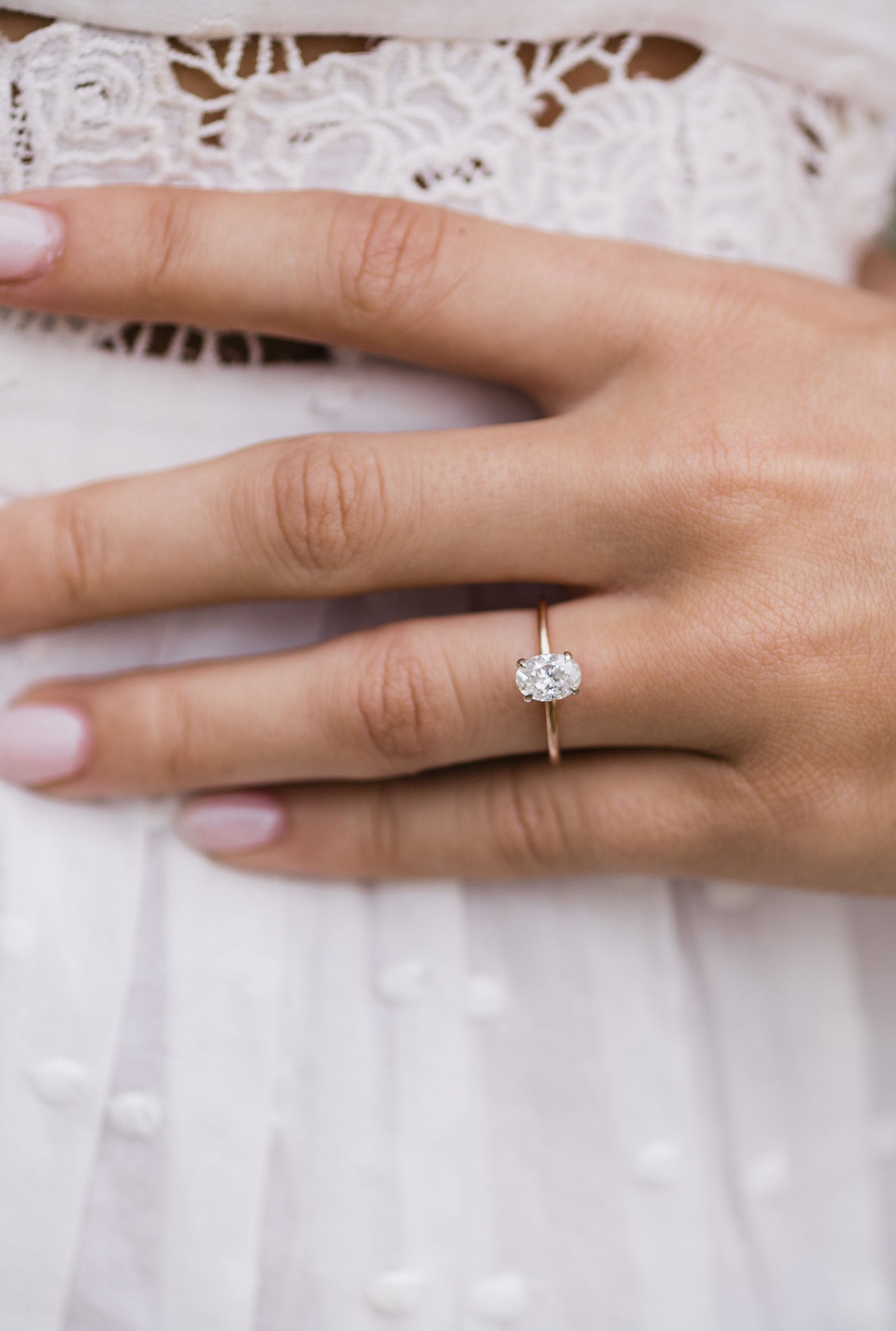 1.33 CT Oval Cut Hidden Halo Moissanite Engagement Ring