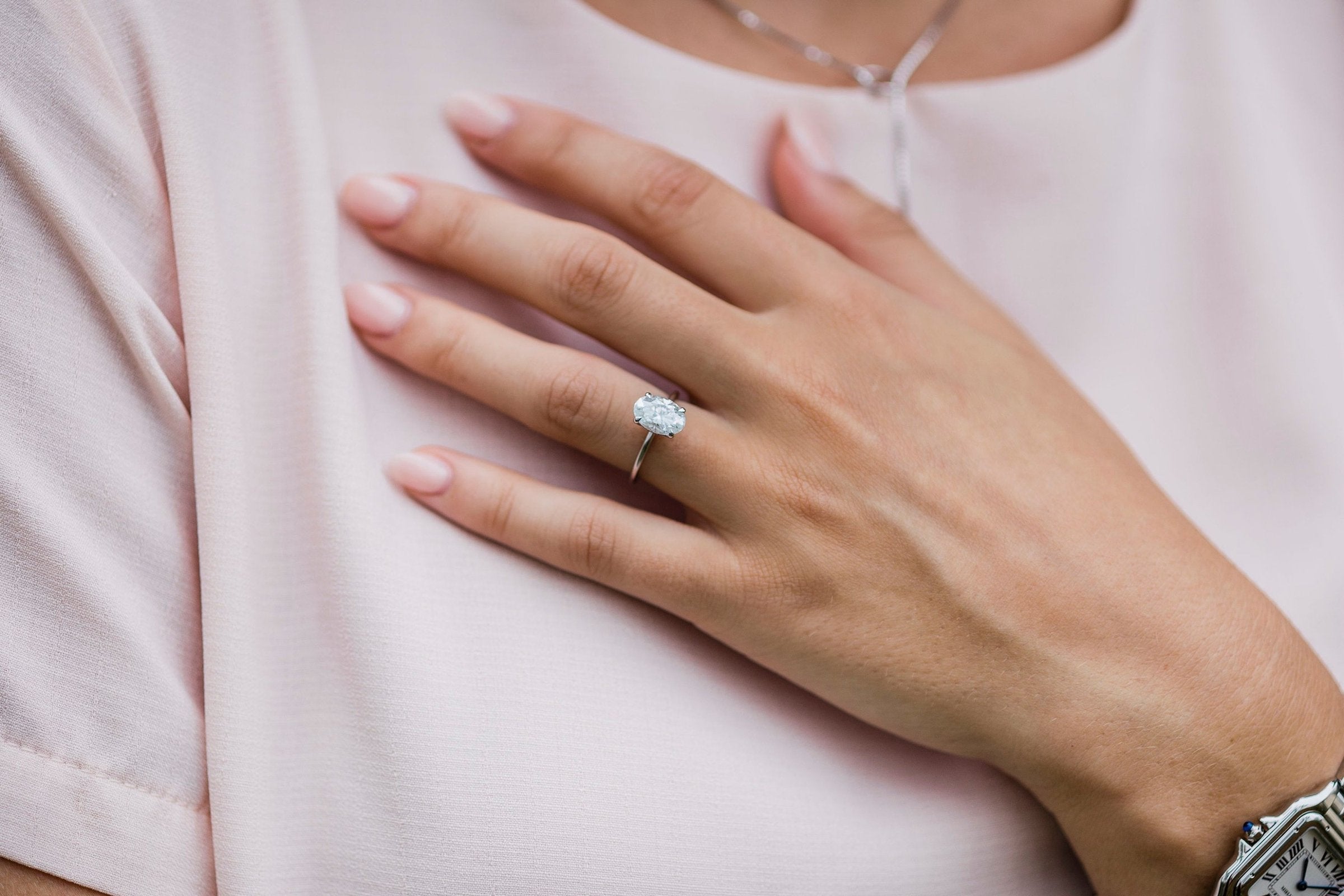 2.10 CT Oval Cut Moissanite Hidden Halo Engagement Ring