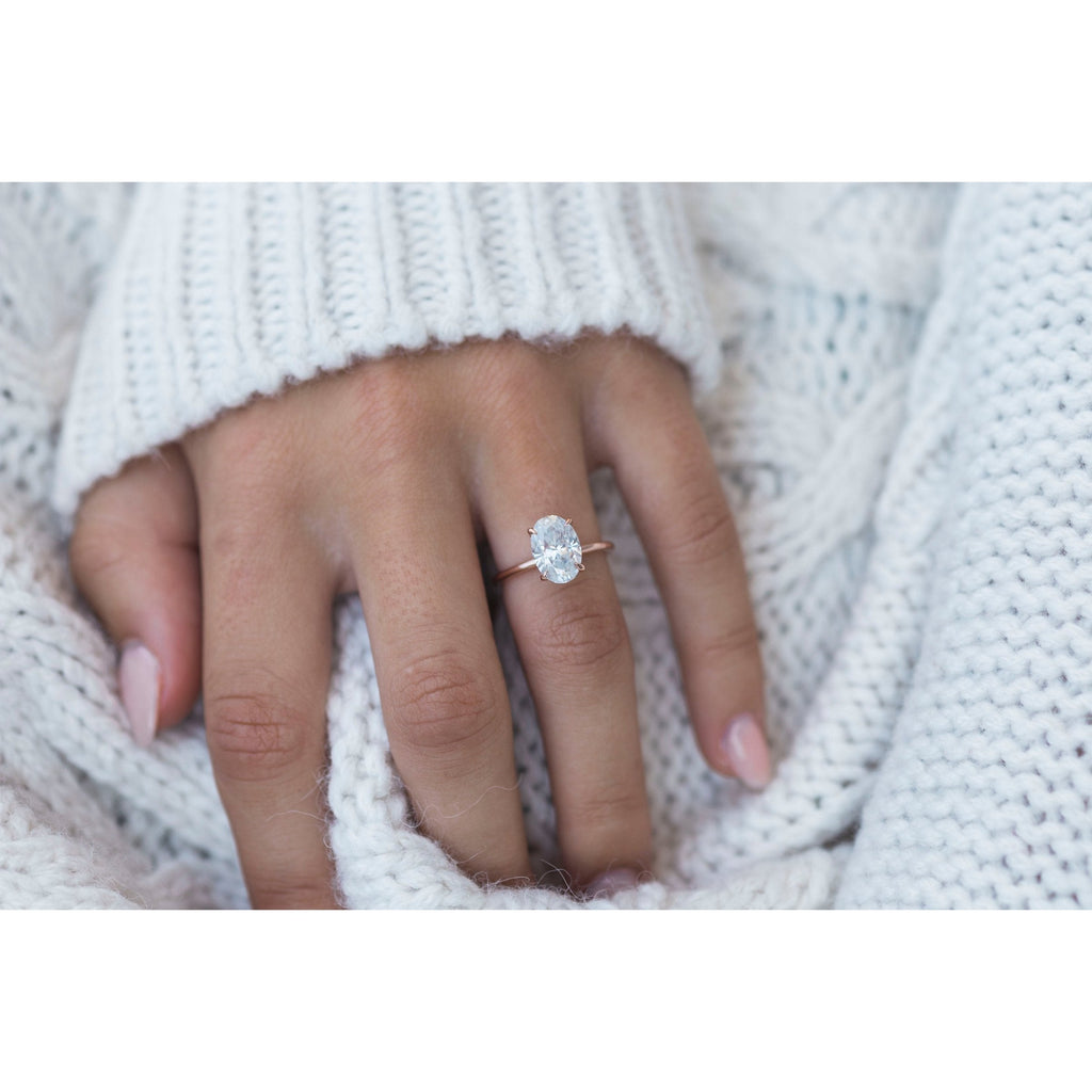 2.70 CT Oval Moissanite Solitaire Engagement Ring