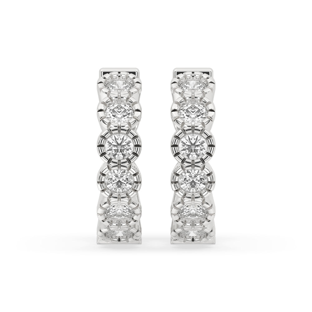 Diamond Hoop Earrings With Round Diamond Main image