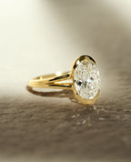 1.50 -2.50 CT Oval Cut Lab Grown Diamond Half Bezel Engagement Ring