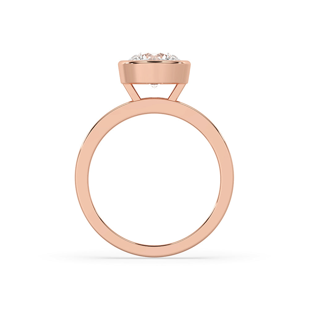Rose Gold Round Diamond Bezel Setting Engagement Ring