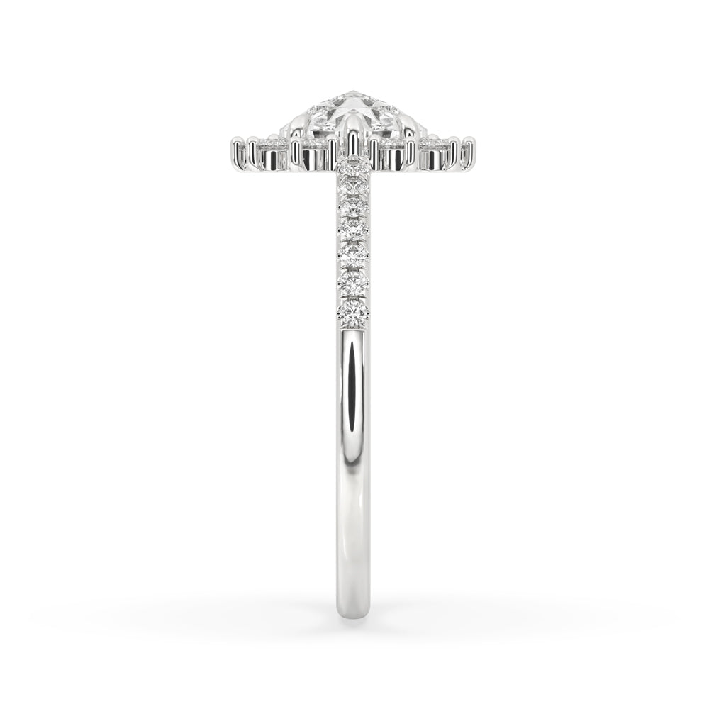 Rose Cut Engagement Ring - Halo Setting
