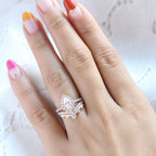 1.0CT Pear Cut Moissanite Halo Bridal Ring Set