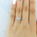 1.0ct Round Cut Halo Style Moissanite Engagement Ring