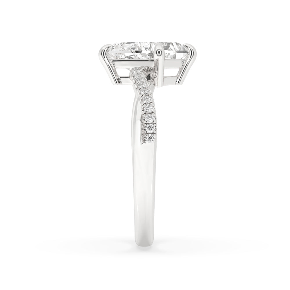 Kite Cut Engagement Ring in Pave Style – Elegant Design