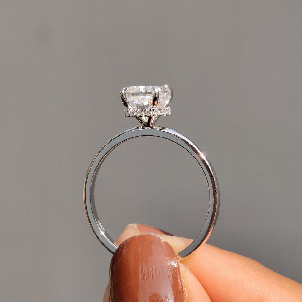 Hidden Halo Cushion Cut Diamond Ring