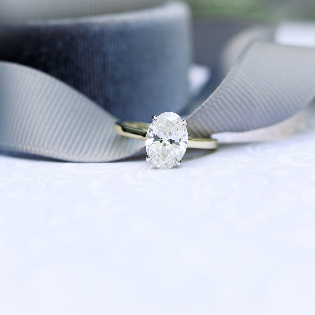 1.75 CT Oval Cut Moissanite Solitaire Engagement Ring