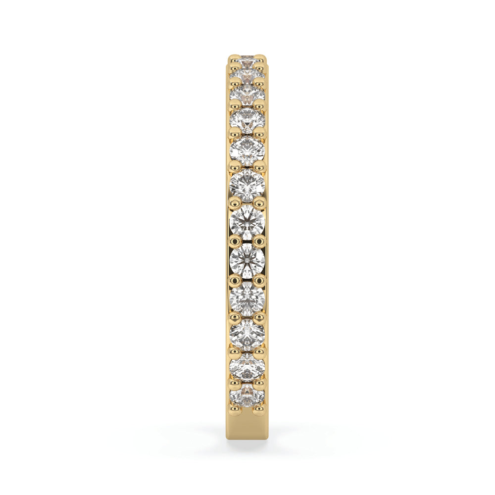 Gold Wedding Band Women With Round Diamonds