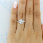 1.0CT Round halo Moissanite Engagement Ring