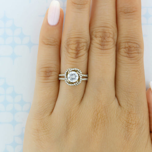 1.0ct Round Cut vintage Style Moissanite Engagement Ring
