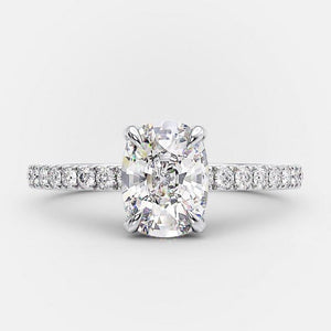 2.0 CT Oval Moissanite Hidden Halo Pave Setting Engagement Ring