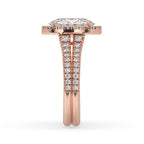 Oval Halo Ring with Split Shank Pave