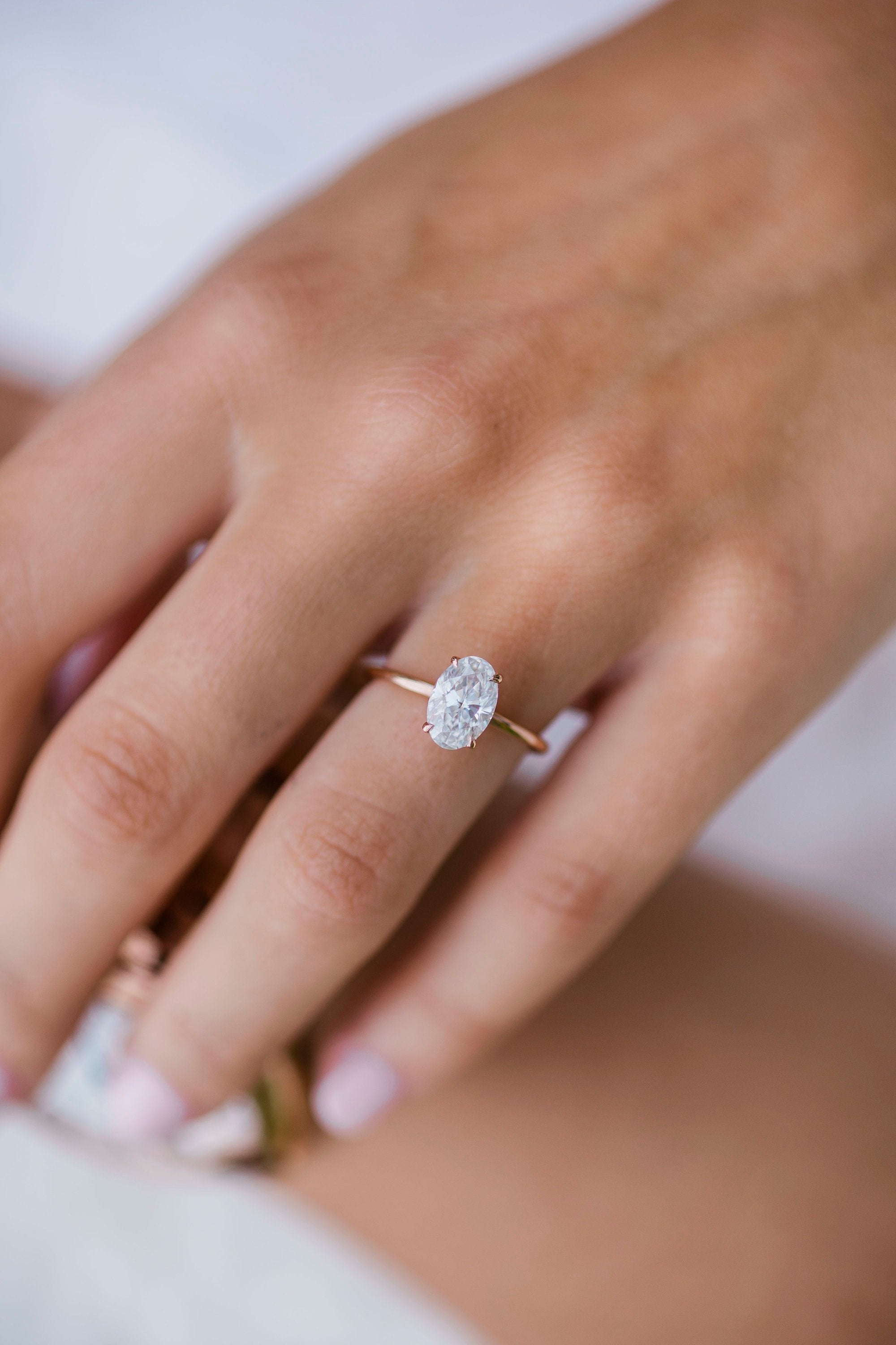 1.85 CT Oval Cut Moissanite Solitaire Engagement Ring